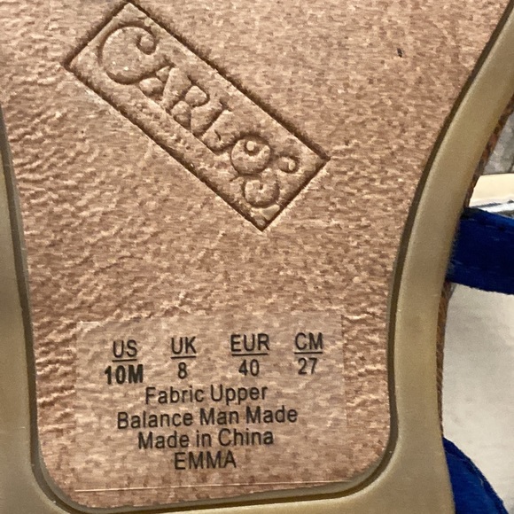 Carlos by Carlos Santana, Size 10. Barely used. Color Blue with silver metal. - Picture 4 of 5